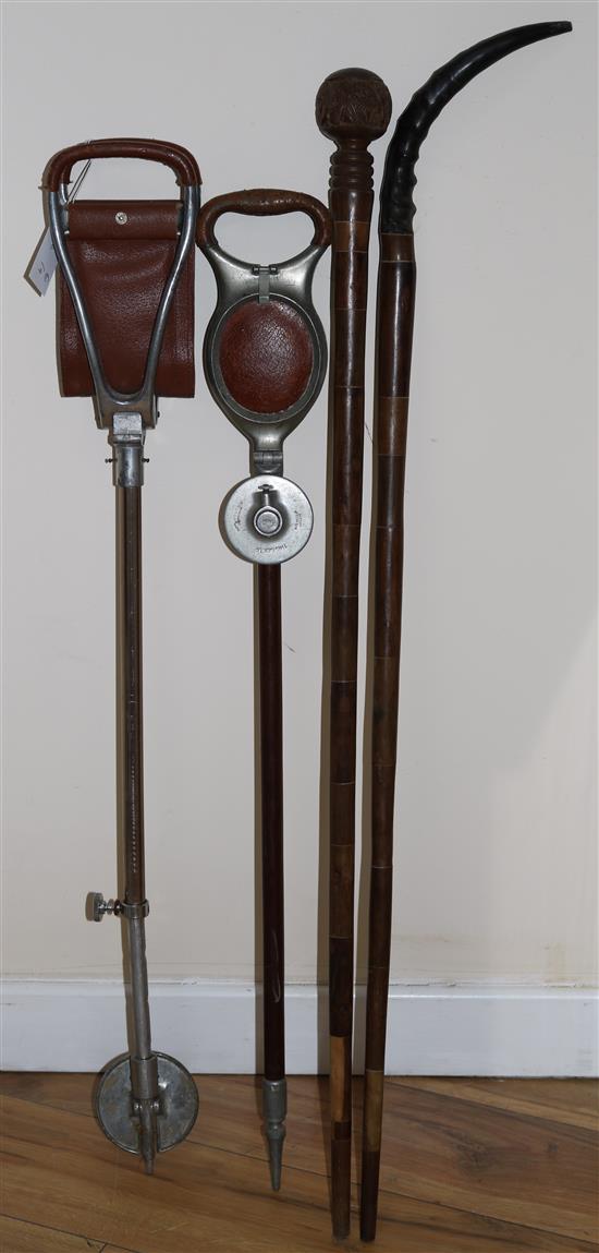 Two shooting sticks & 2 walking sticks